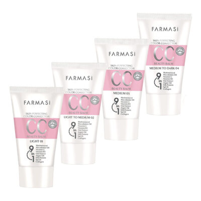 تنوع رنگ و شماره سی‌سی کرم 9 در 1 فارماسی با SPF25