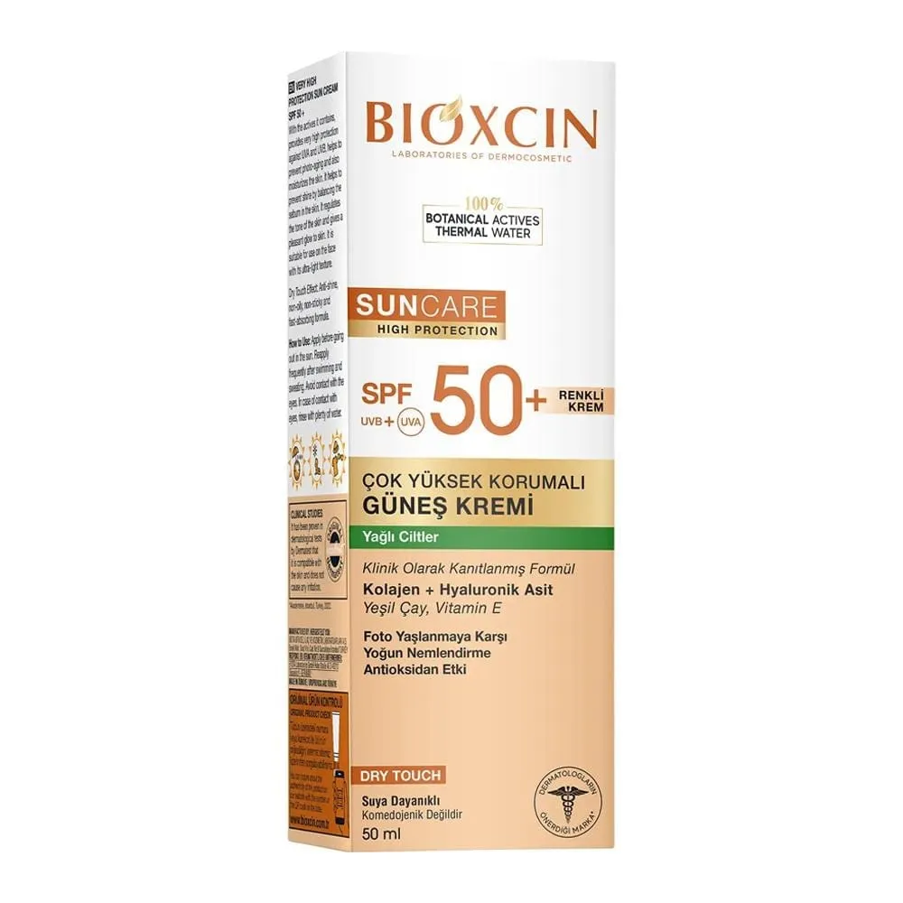 Bioxcin-SUN-CARE-Yagli-Ciltler-icin-Renkli-Gunes-Kremi-50ml کرم ضد آفتاب رنگی پوست چرب +SPF50 بیوکسین 50 میل