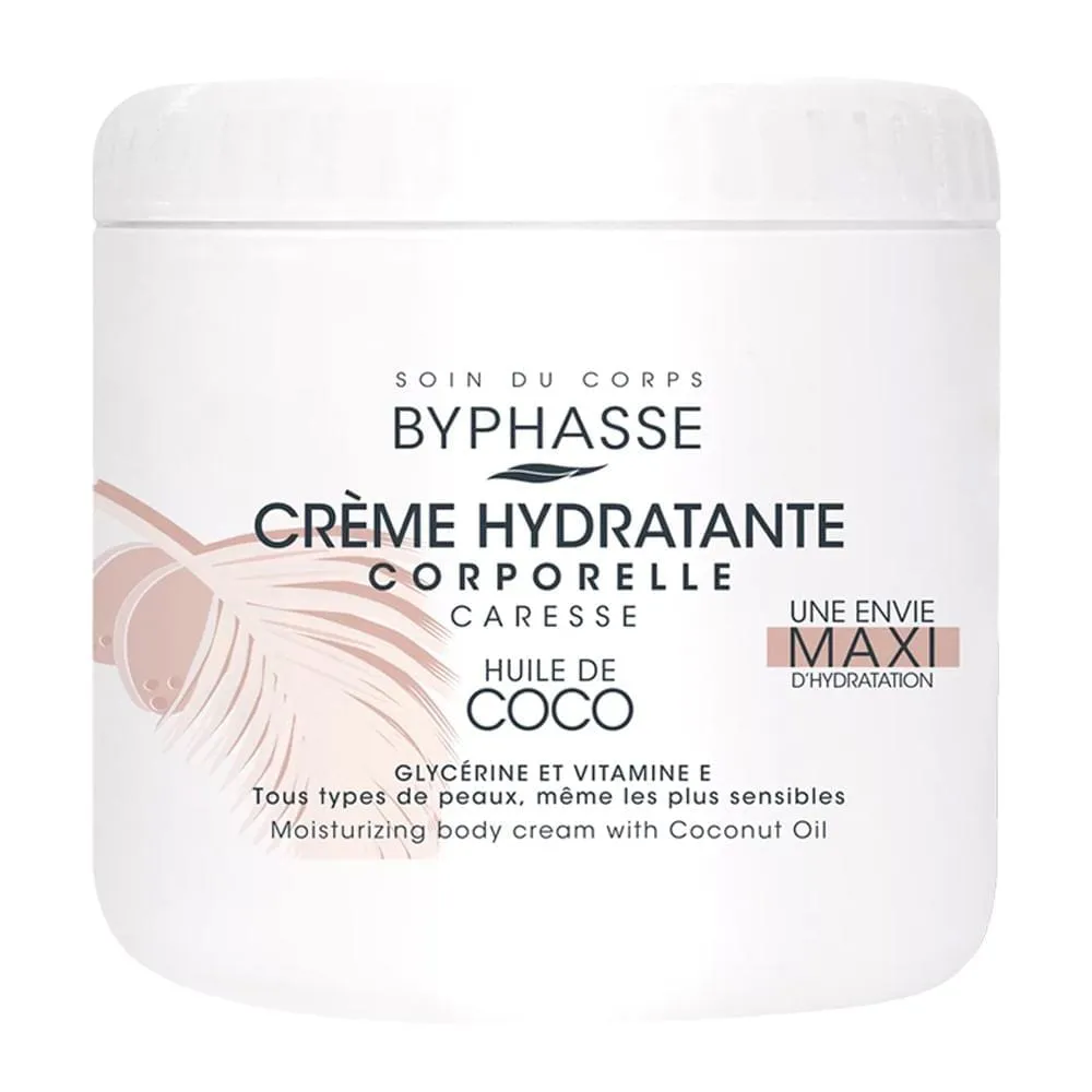 Byphasse-Caresse-Moisturizing-Body-Cream-Coconut-Oil-500ml کرم مرطوبکننده بدن بایفاس با عصاره روغن نارگیل