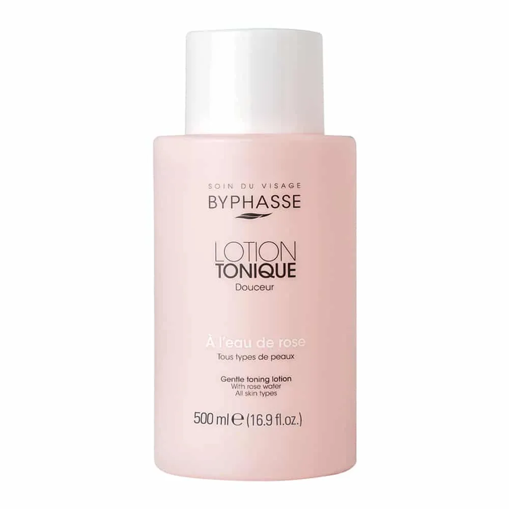 Byphasse-Gentle-Toning-Lotion-All-Skin-Types-500ml Biphas toner suitable for all skin types with rose extract