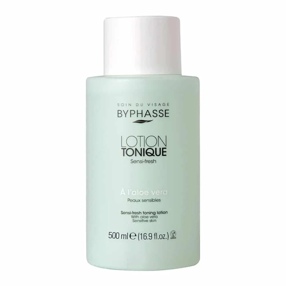 Byphasse-Sensi-Fresh-Toning-Lotion-Sensitive-Skin-500ml تونر بایفاس مناسب پوستهای حساس با عصاره آلوئهورا