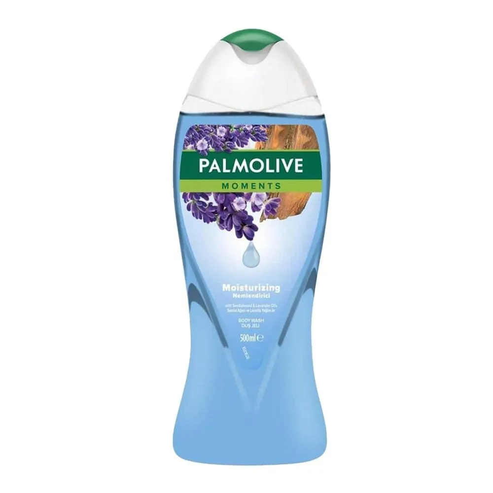 Palmolive-Moments-With-Sandalwood-Lavender-Oils-Body-Wash-500ml شامپو بدن پالمولیو حاوی عصاره چوب صندل و اسطوخودوس