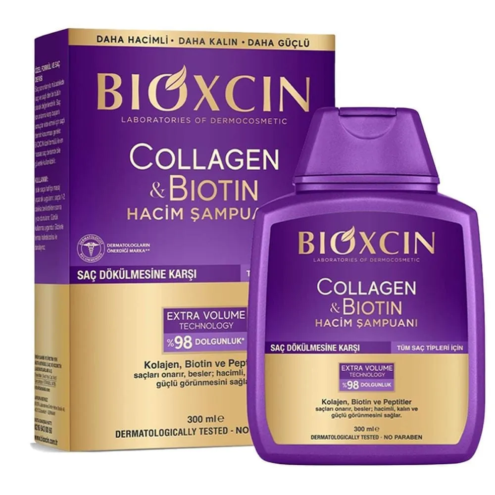 bioxcin-collagen-biotin-volumizing-shampoo-300ml شامپو حجم دهنده و ضد ریزش مو بیوکسین حاوی کلاژن و بیوتین