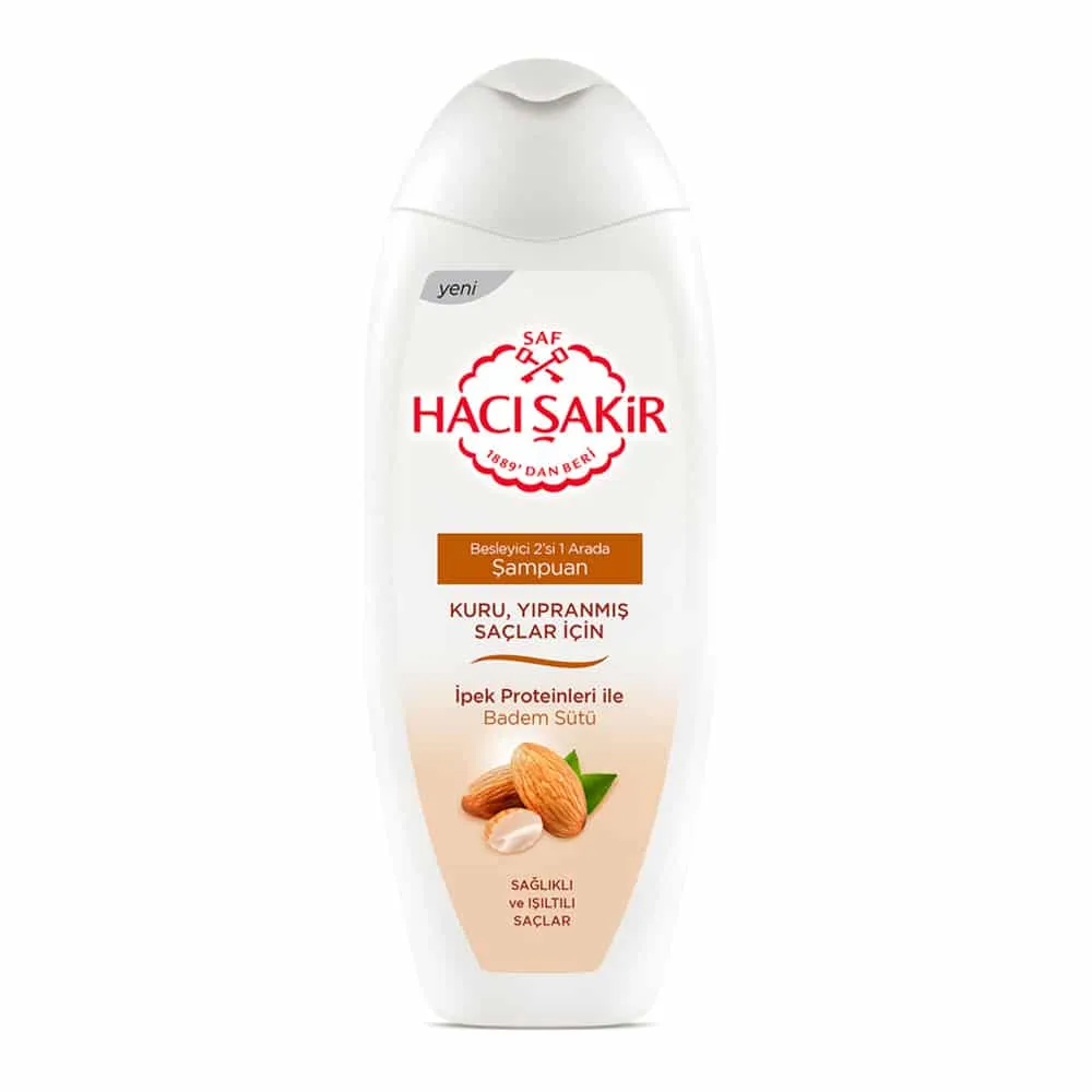 haci-sakir-kuru-yipranmis-saclar-icin-badem-sampuan-500ml شامپو بادام حاجی شاکر مخصوص موهای خشک و آسیب دیده 500 میل