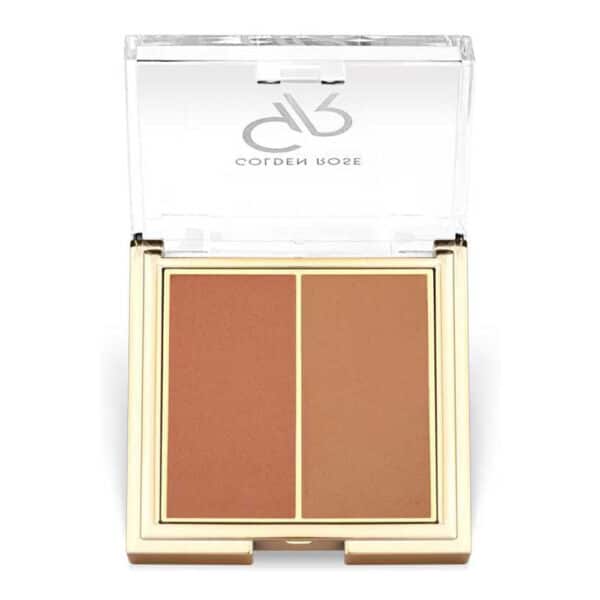 پالت رژ گونه دو رنگ گلدن رز مدل ICONIC DUO شماره 03 رنگ Rosy Bronze