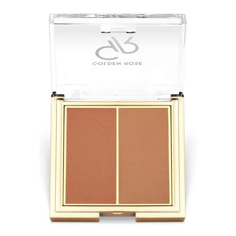 پالت رژ گونه دو رنگ گلدن رز مدل ICONIC DUO شماره 03 رنگ Rosy Bronze