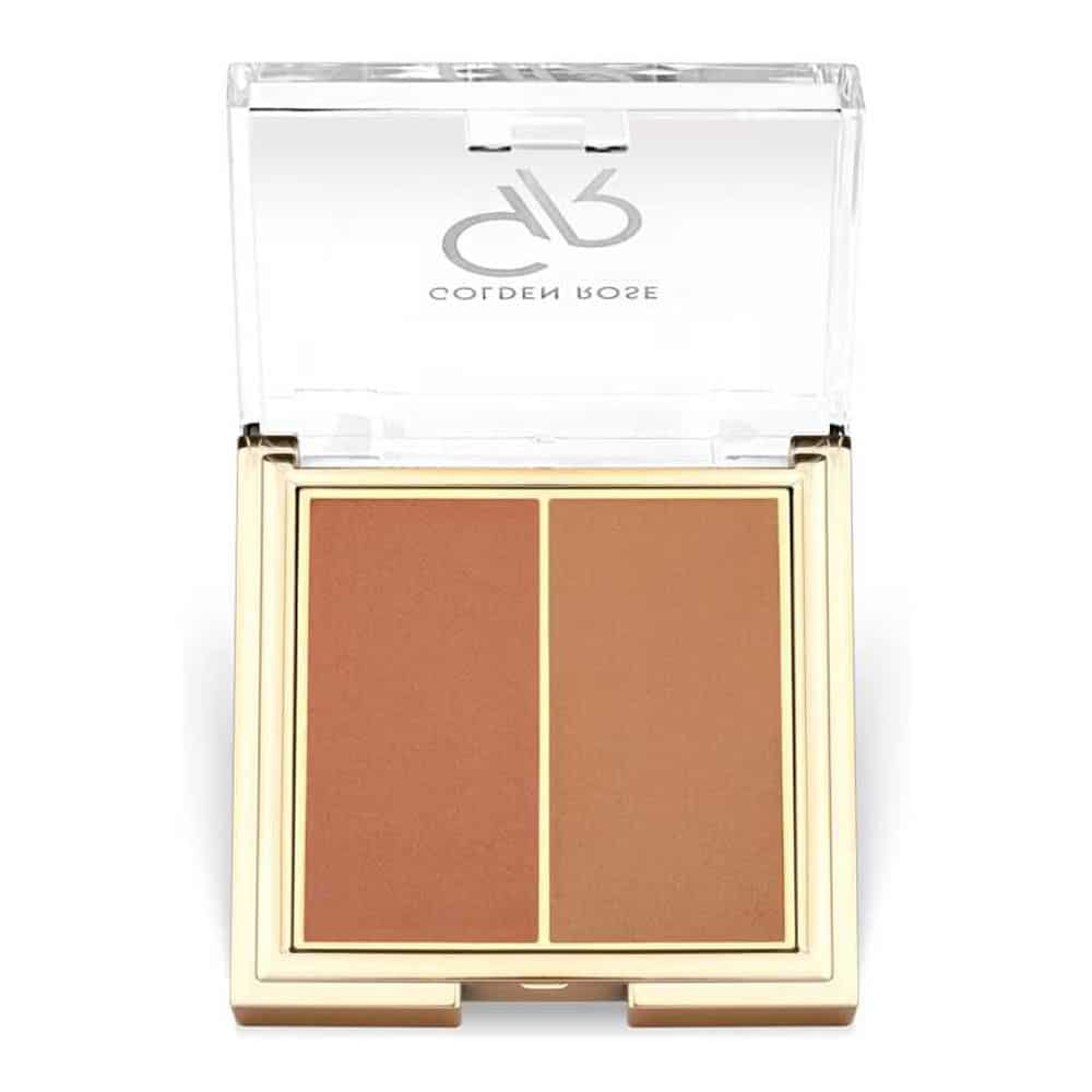 پالت رژ گونه دو رنگ گلدن رز مدل ICONIC DUO شماره 04 رنگ Soft Pink