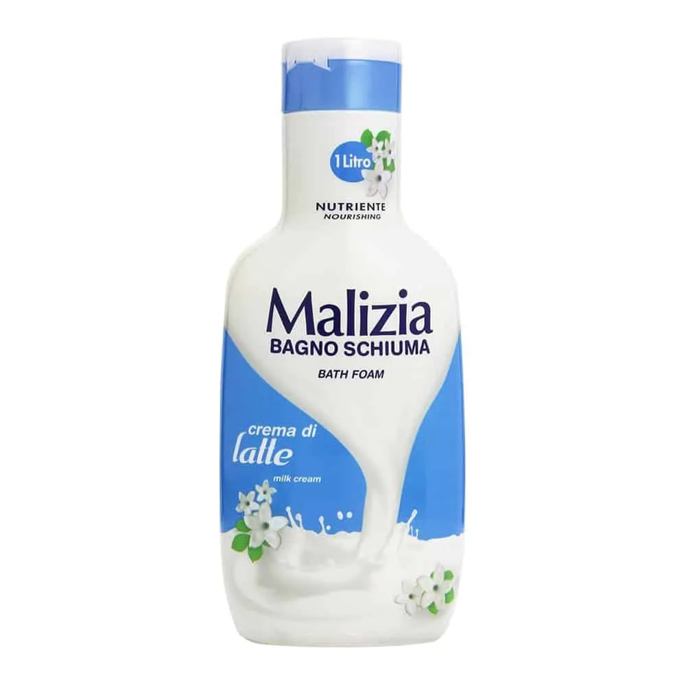 malizia-bath-foam-milk-cream-1000ml شامپو بدن کرمی با عصاره شیر مالیزیا حجم 1 لیتر