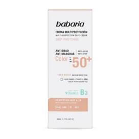 کرم ضد آفتاب چند منظوره باباریا با SPF50 رنگ متوسط حجم 50 میل