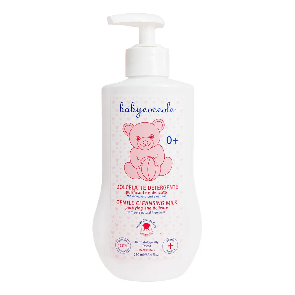 Babycoccole-Gentle-Cleansing-Milk-Purifying-And-Delicate-250ml.jpg شیر پاککننده ملایم بدن کودک بیبیکوکول حجم 250 میلیلیتر