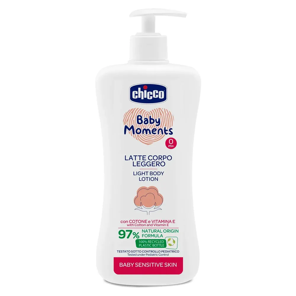 Chicco-Baby-Moments-Light-Body-Lotion-500ml.jpg لوسیون بدن چیکو با عصاره پنبه و ویتامین E
