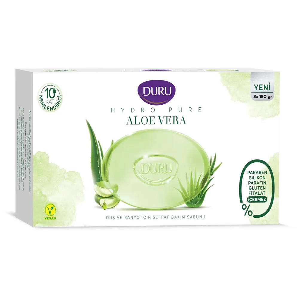 Duru-Hydro-Pure-Aloe-Vera-Soap-450gr.jpg صابون دورو مدل Aloe Vera بسته 3 عددی