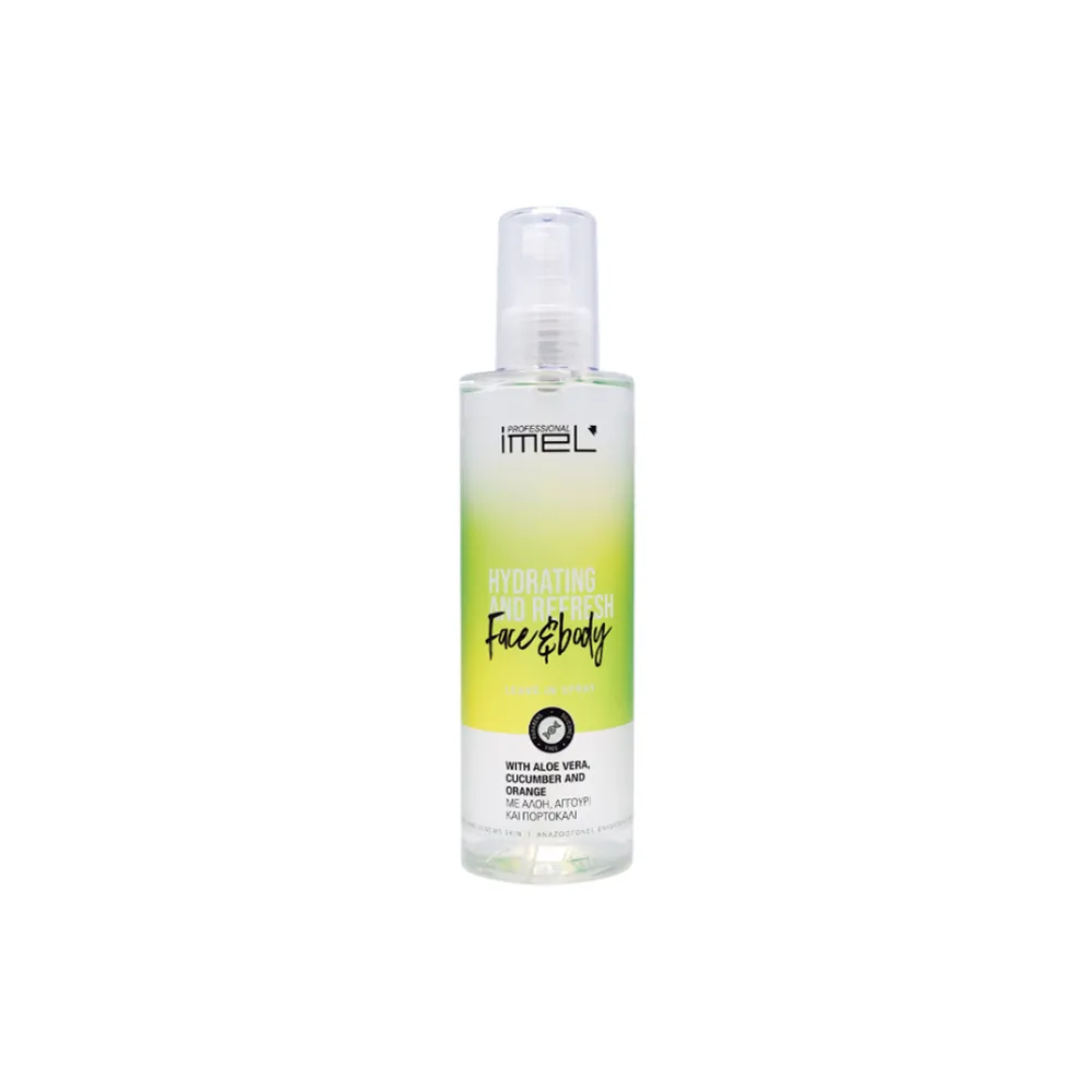 imel-hydrating-refresh-water-spray-250ml.jpg اسپری آبرسان صورت و بدن و مو ایمل حجم 250 میل