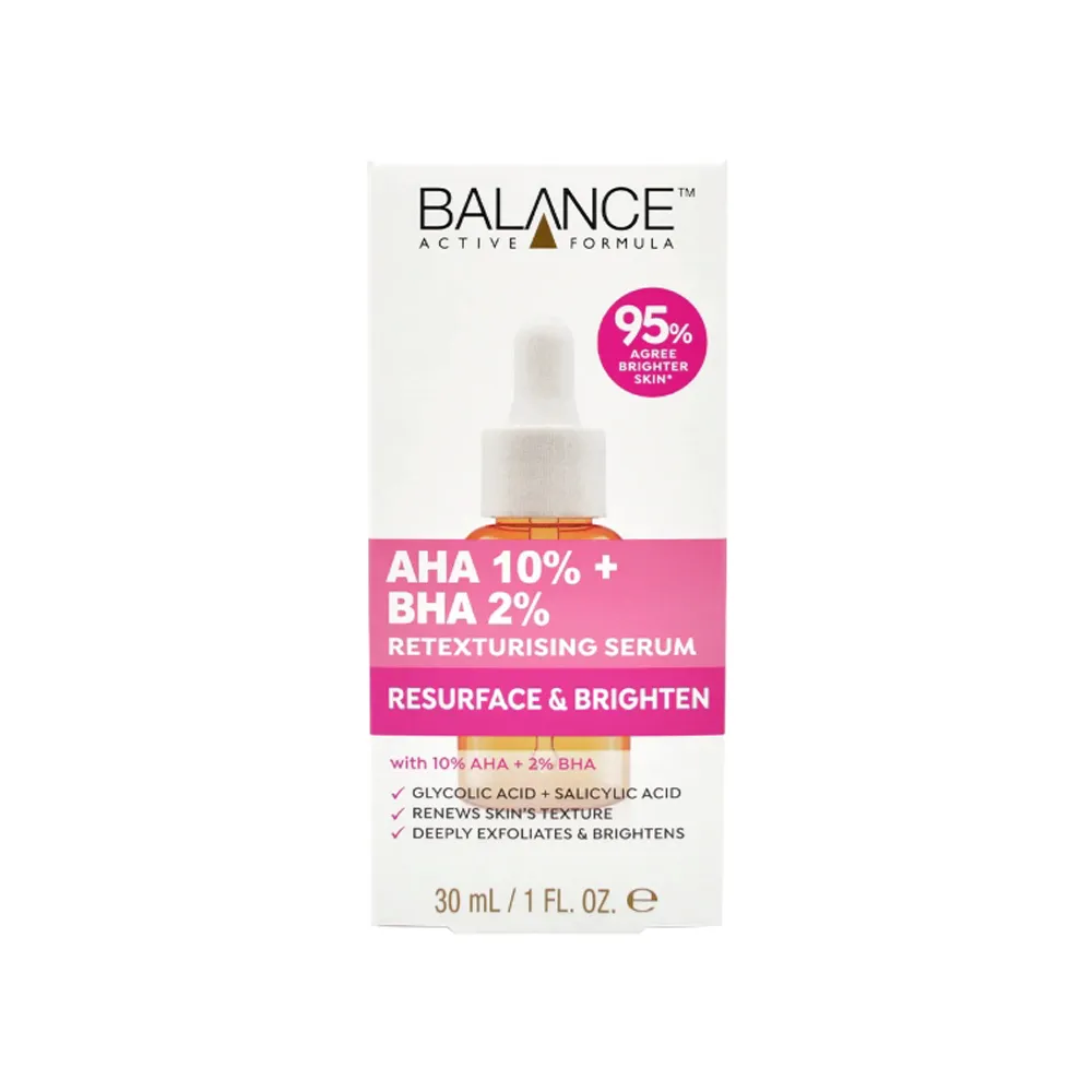 Balance-Active-AHA-10-BHA-2-Retexturising-Serum-30ml.jpg سرم لایه بردار و روشن کننده بالانس مدل AHA 10% + BHA 2%
