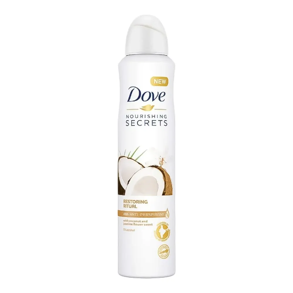 Dove-Nourishing-Secrets-Coconut-Jasmine-Flower-Spray-Deodorant-150ml.jpg اسپری ضد تعریق زنانه داو مدل Nourishing Secret رایحه نارگیل و گل یاس - Image 1