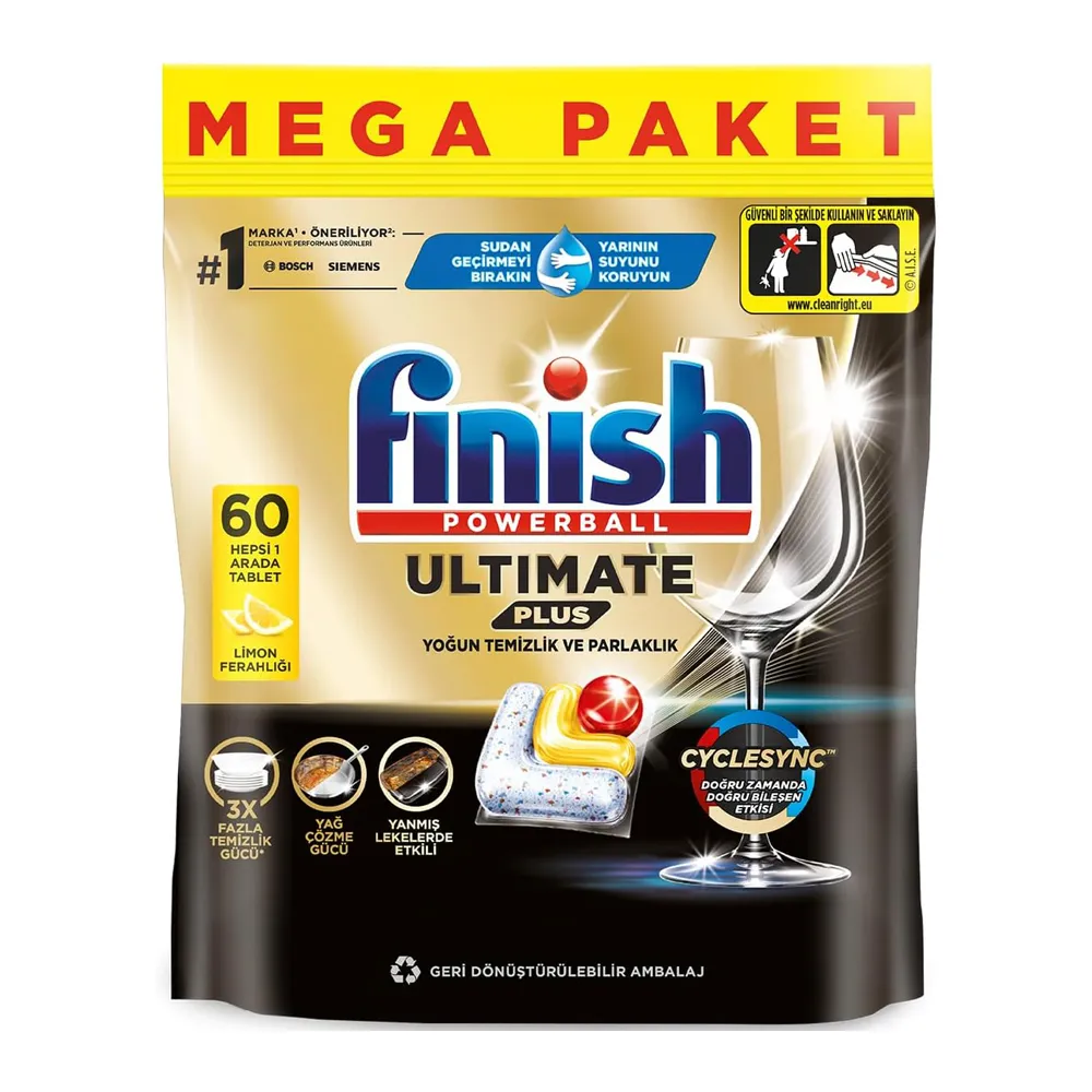 Finish-Ultimate-Plus-60-tablet.jpg قرص ماشین ظرفشویی فینیش اولتیمیت پلاس 60 عددی با رایحه لیمو